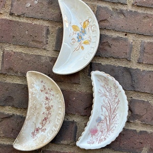 Ironstone crescent . Set of three . Floral ironstone . Grandmillenial style . Chinoiserie chic . English ironstone . English ironstone .