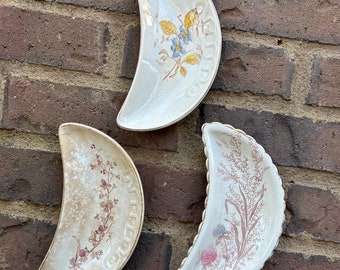 Ironstone crescent . Set of three . Floral ironstone . Grandmillenial style . Chinoiserie chic . English ironstone . English ironstone .