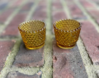 Hobnail glass votive . Candle holder set . Amber glass . Chinoiserie chic . Gift for her . Grandma chic . Grandmillenial style . Votives