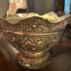 European Silver Bowl Silver Chic Chinoiserie Chic Silver Pedestal