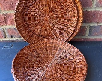 Vintage wicker plate holders . Plate holders . Vintage wicker . Boho . Wall baskets . Set of four . Vintage farmhouse . Gift for her . 10”