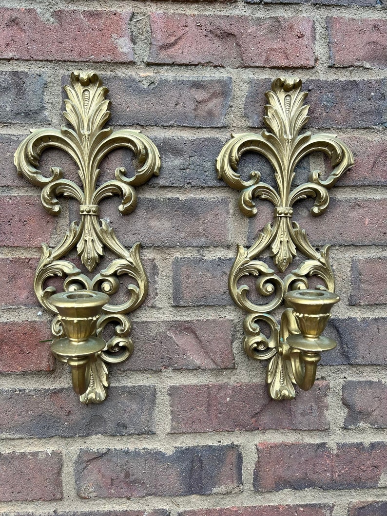 French Provincial Sconces . Gold Ornate Wall Sconces . Molded Etsy