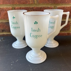 Irish coffee mugs . milk glass . st Patrick’s day . vintage mugs . grandma chic . Grandmillenial style . vintage Irish . Irish farmhouse