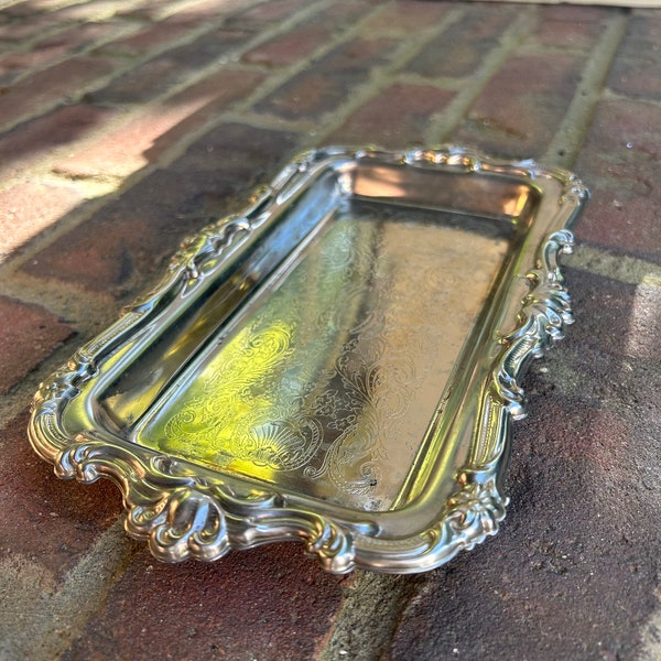 petite silver tray . vintage silver tray . decorative tray . coffee table decor . gift for her . silver chic . Grandmillenial style .