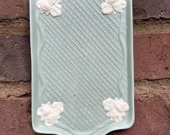 chic tray . Grandmillenial style . floral tray . mint decorative tray . chinoiserie chic . jewelry tray . coffee table tray . gift for her .