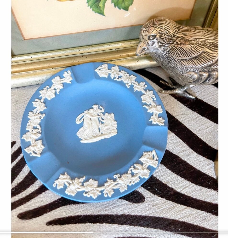 Vintage Wedgwood Blue Jasperware Ashtray Trinket Dish - 1956 - Etsy