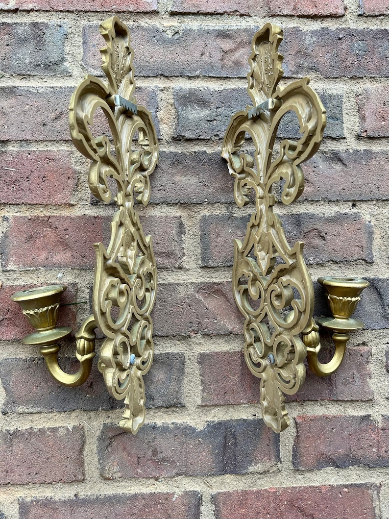French Provincial Sconces . Gold Ornate Wall Sconces . Molded Etsy