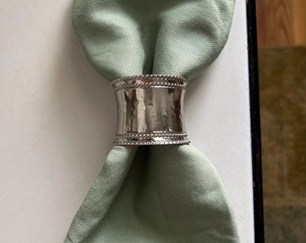 Silver napkin rings . lot of six . chinoiserie chic . napkin rings . gift for her . entertaining . party ideas . Grandmillenial style .