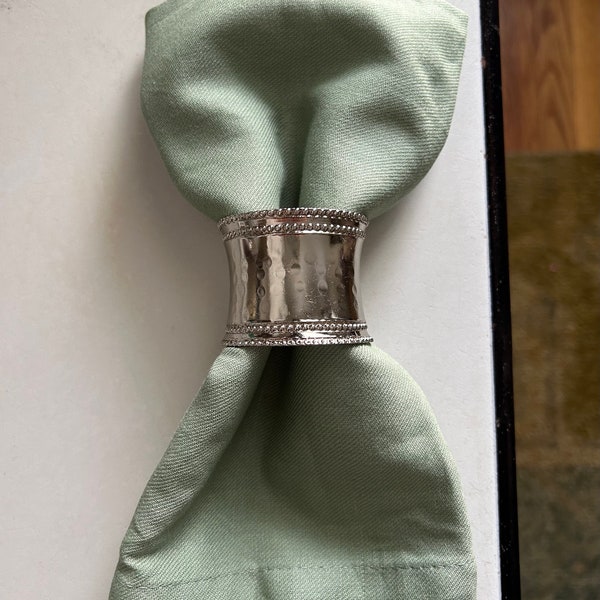 Silver napkin rings . lot of six . chinoiserie chic . napkin rings . gift for her . entertaining . party ideas . Grandmillenial style .