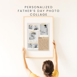 Modello di collage fotografico modificabile per la festa del papà / Regalo personalizzato per papà / Stampa per papà / Biglietto fotografico per la festa del papà