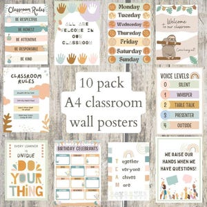 Set de 10 pósters imprimibles en inglés | Decoración calmada para el aula | Ideal para profes