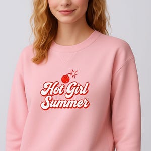 Hot Girl Summer Sweatshirt – Retro Cherry Bomb Graphic Pullover for Baddie Aesthetic, Trendy Y2K Streetwear Crewneck
