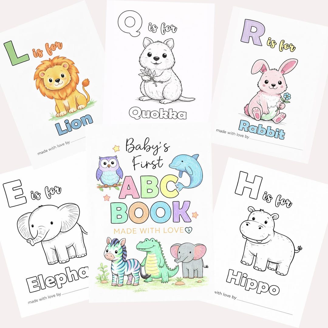 ABC Animal Coloring Book | Baby Shower Game | Baby's First ABC Book
