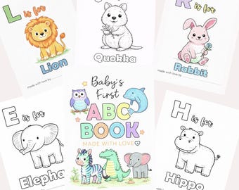 ABC Animal Coloring Book | Baby Shower Game | Baby's First ABC Book | Keepsake Gift | Printable PDF