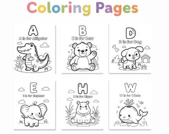 ABC Tier Malbuch, Babyparty-Gästebuch (Digitaler Download)