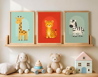 Safari Animal Nursery Prints, Kids Room Decor (Digital Download)