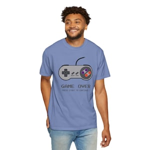 Retro Game Over T-Shirt, Gamer Apparel, Gift for Gaming Enthusiasts, Unisex Tees, Casual Wear, Video Game Fashion, Nostalgic Tee