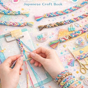 Handgefertigtes Armband, hergestellt durch Binden von Knoten und mehr | Digitales Tutorial und Schnittmuster | Japanisch Sprachbuch