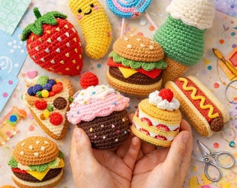 Delicious Food Crochet | Food Dessert Cakes and more | PDF Tutorial and Patterns | Japanese Edition