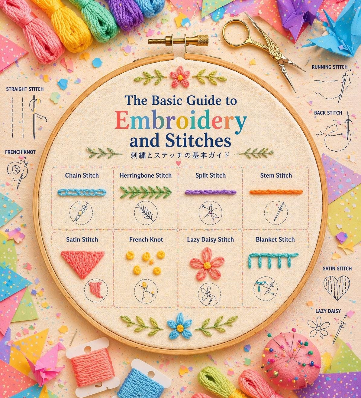 Embroidery Stitch Book, doe-het-zelf borduurset, draagbaar borduurboek