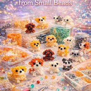Uroczy piesek wykonany z małych koralików | Cyfrowy samouczek i wzór | Sztuka koralikowania: Mandarynka