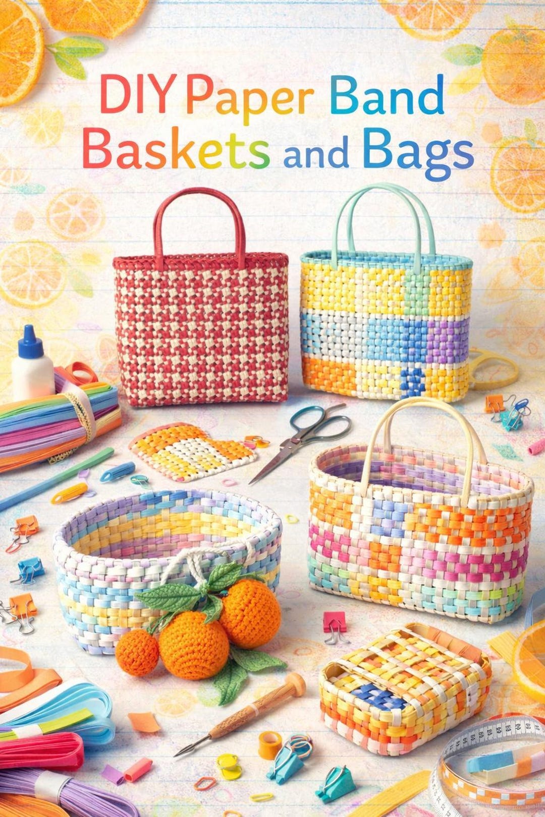 DIY Paper Band Baskets and Bags | Folded, Knotted & Flower-adorned ...