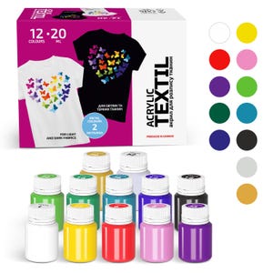Fabric Paint Set 20 ml - Textile Paint Machine Washable | Textile Paint Ideal for Fabric Paints Washable | Textile Paint | Fabric Paint