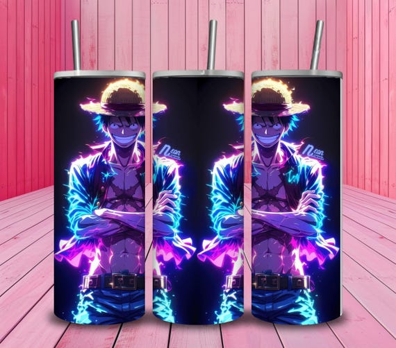 Luffy Neon Anime Tumbler Wrap PNG | One Piece 20oz Sublimation (Digital Download)