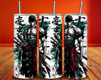 Zoro Tumbler Wrap PNG, Anime Sublimation Design (Digital Download)