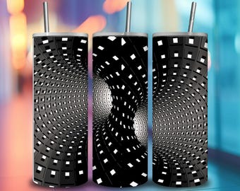 Optical Illusion Tumbler Wrap PNG | 20oz Skinny Wrap | Trippy Geometric Design