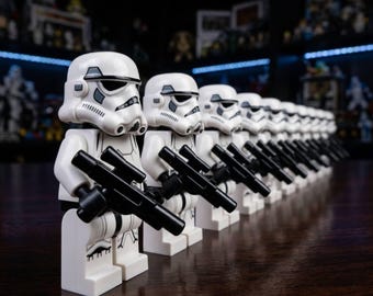 Futuristisches Minifiguren-Set mit gepanzerten Soldaten | Weiße Weltraumtruppen-Figuren