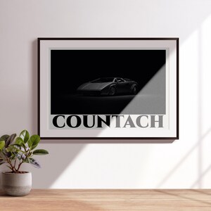 Countach Barcode Poster – Minimalist Silhouette Wall Art, Printable Car Poster, Stripecore Series, Digital Download (A1–A2–A3)