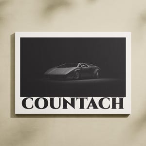 Countach Barcode Poster – Minimalist Silhouette Wall Art, Printable Car Poster, Stripecore Series, Digital Download (A1–A2–A3)