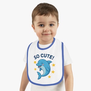 愛らしいベビービブ：「とってもかわいい！」授乳タイムにぴったりのイルカデザイン、ベビーシャワーのギフト、幼児の必需品、かわいいベビーアクセサリー、海をテーマにしたビブ