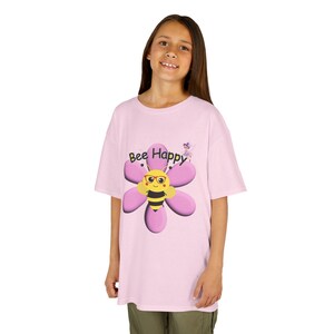Bee Happy Kids Tee - Fun Flower Design, Youth T-Shirt, Birthday Gift, Summer Outfit, Positive Vibes, Casual Wear