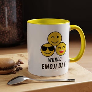 Playful Emoji Coffee Mug for World Emoji Day, Fun Gift for Friends, Tea Lovers, Coffee Drinkers, Cute Kitchen Decor
