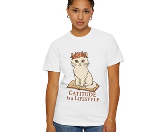 Camiseta Catitude, divertida camiseta para amantes de los gatos, ropa de animales