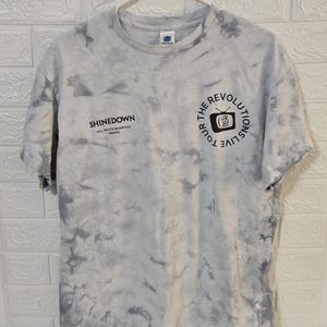 Shinedown Revolutions Live Tour T-Shirt: Vintage Gray Tie Dye Band Tee