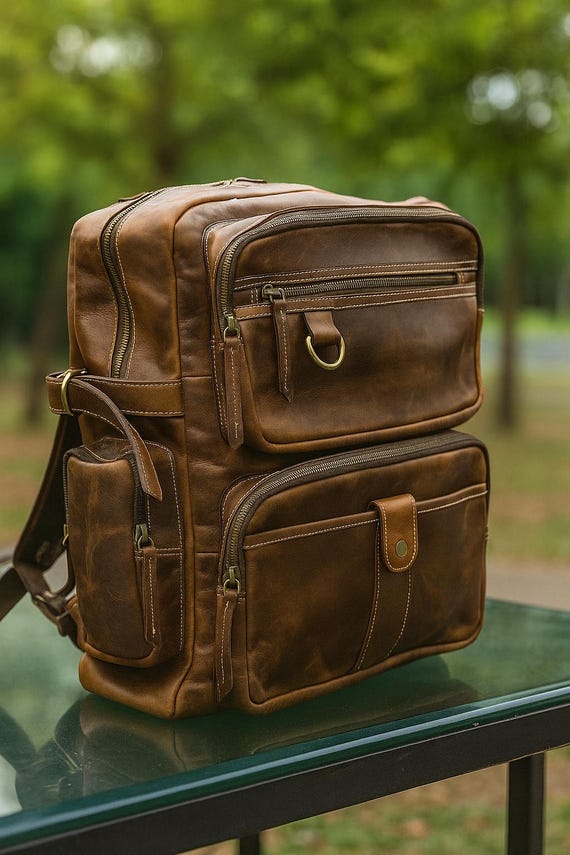 designer leather 18 backpacks Women's Italian Backpack for Work or Travel with 14 inch Laptop Compartment this backpack is spacious yet sleek Vintage Large Premium Canvas Backpack
