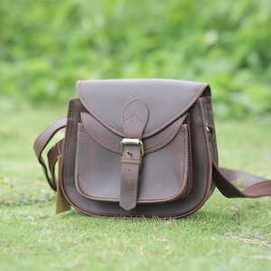 Leather Crossbody Bag for Women, Handmade Brown Leather Shoulder Purse, Small Satchel Bag, Vintage Leather Handbag, Everyday Bag