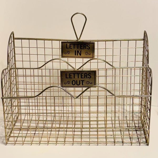 Vintage Letter Mail Sorter Mid Century Brass Tone Metal