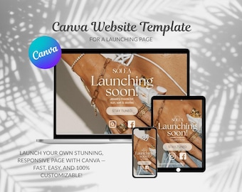 Launch Page Canva Website Template – One-Page Responsive “Coming Soon” Landing Page for Products & Brands