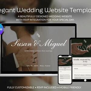 Luxury Wedding Template with RSVP | Editable Canva Design | Mobile Friendly Digital Invitation Site
