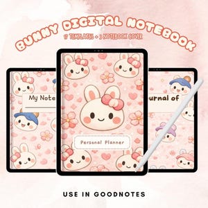 Kawaii Bunny Digital Notebook Templates | Planner, Journal, Notes (Digital Download)