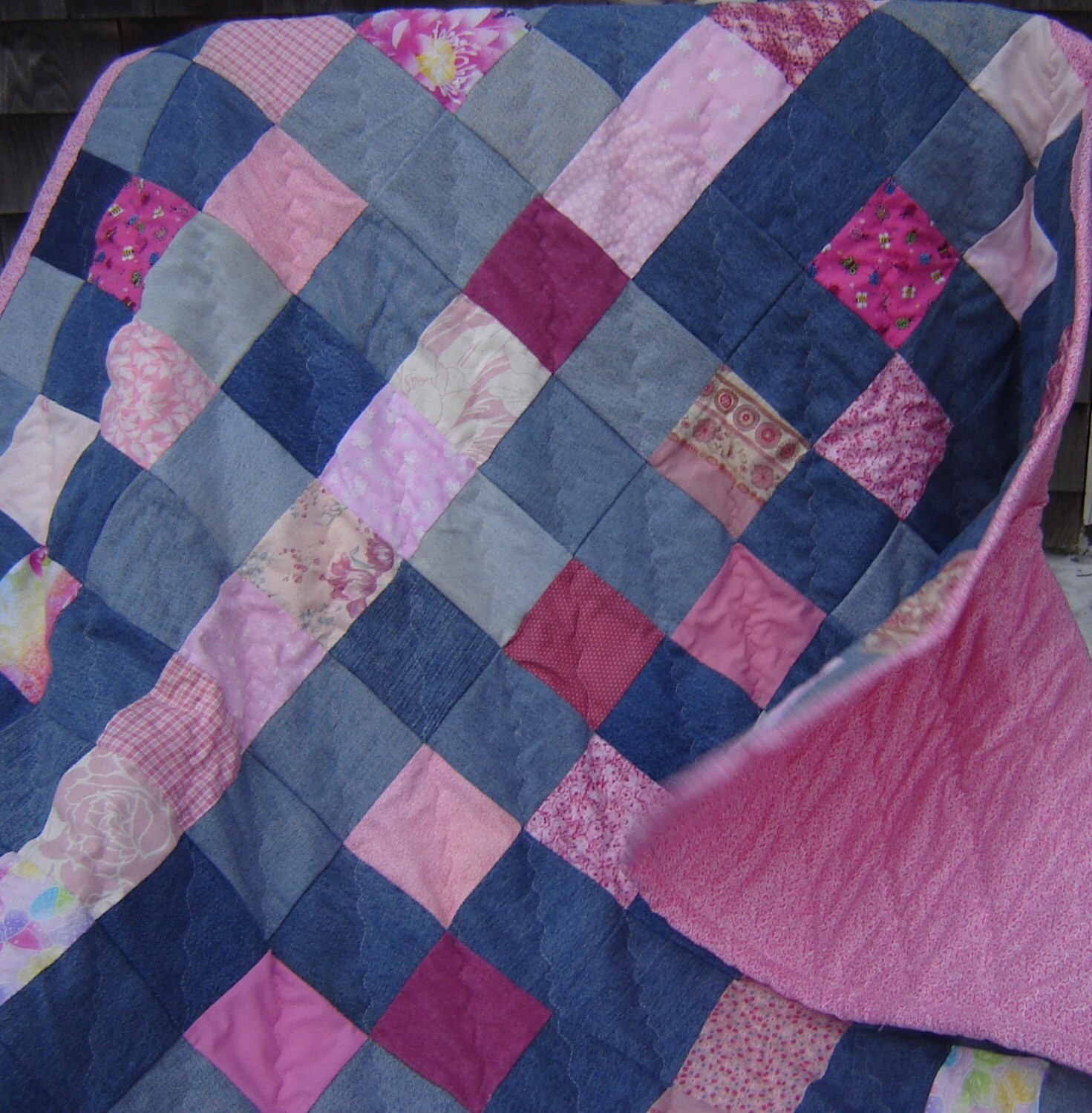 Lot De 50 Dessus De Couette En Denim Taille 'lap' - Non Finis - Fait Main Aux USA