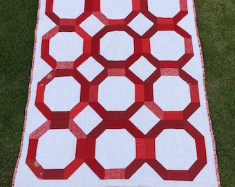 Red and White Quilt Twin Lap
