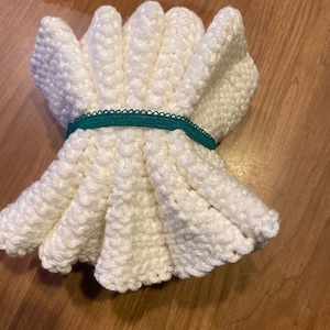 Hand Knit Cotton Dish Cloths: White Scrubbing Cloths, Set of 5