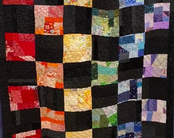 rainbow quilt wallhanging scrap quilt