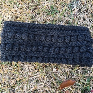 Earband Charcoal Women’s Ear Warmer Crocheted Handmade