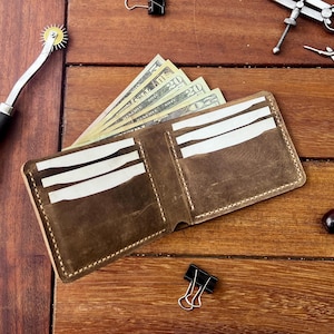 Portafoglio classico, portafoglio classico in pelle personalizzato, portafoglio in pelle per uomo, portafoglio sottile di lusso, portafoglio classico per papà, portafoglio minimalista